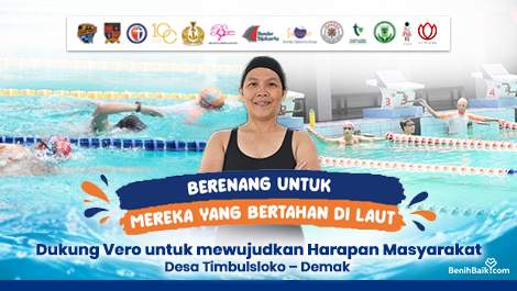 Berenang untuk mereka yang bertahan di laut : Dukung Vero untuk mewujudakan Harapan Masyarakat Desa Timbulsloko - Demak