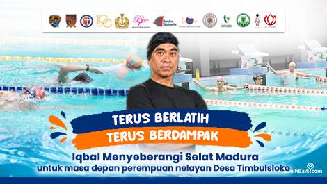 Terus Berlatih, terus Berdampak. Iqbal Menyeberangi Selat Madura Untuk Masa Depan Perempuan Nelayan Desa Timbulsloko